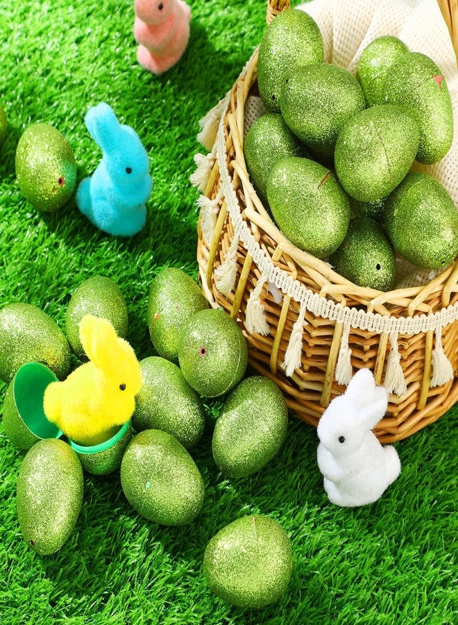Simgoing 24 Pcs Glitter Easter Eggs Plastic Easter Fillable Hinged Eggs Bulk 2.3 Inch for Hunt Basket Stuffer Surprise Award Prize Party Favor Treats Gifts(Green) - Image 4